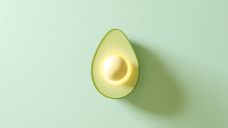 Avocado on green background. Minimal style. 3d renderの素材