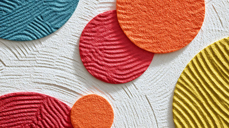 Colorful circles on white textured background. Abstract colorful background.の素材