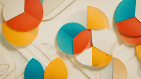 Colorful paper cut circles. Abstract background. Selective focus. Toned.の素材