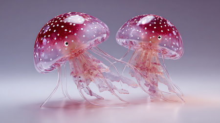 Jellyfish on a white background. 3D rendered illustration.の素材