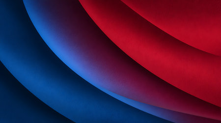 abstract background of red and blue curved paper layers with copy spaceの素材