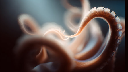 Digital illustration of an octopus in digital background. 3d renderingの素材