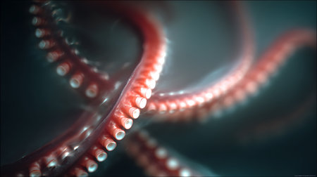 Abstract 3d rendering of glowing particles. Futuristic background with glowing particles.の素材