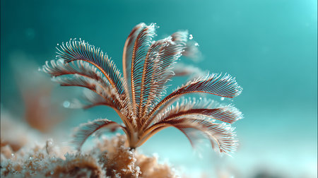 3d rendering of a snow covered plant against a blue background.の素材
