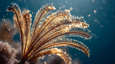 Close up of a grass flower with water droplets on it.の素材