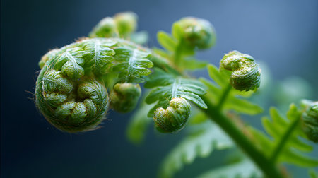 Close up of fern frond in the forest. Macro.の素材
