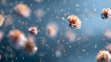 3d render of virus cells in space. Microscopic viewの素材