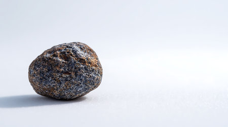 Rough stone on white background. Macro shot with shallow depth of fieldの素材