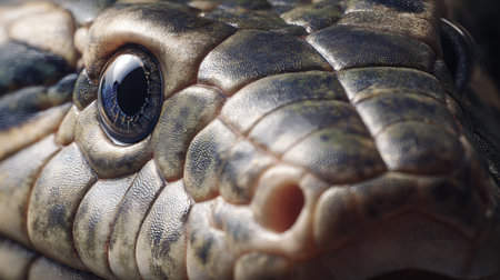 Close up of the eye of a crocodile. Shallow depth of field.の素材