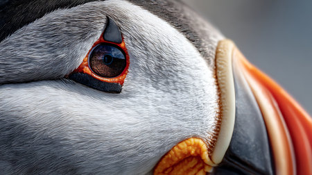 Close up of a Puffin's eye (fratercula arctica)の素材