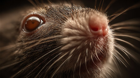Close-up of a rat's nose. Shallow depth of field.の素材