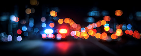 Abstract blurred background of night city with bokeh defocused lightsの素材