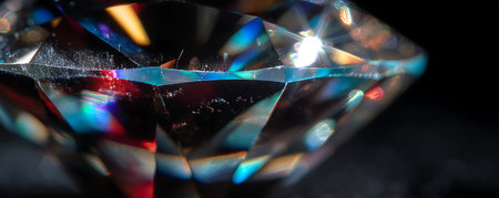 Macro shot of a diamond on a black background with a shallow depth of fieldの素材