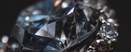 Macro shot of a diamond on a dark background. Jewelry backgroundの素材