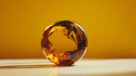 crystal ball on yellow background. 3d render, 3d illustrationの素材