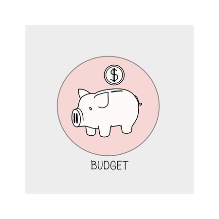 Pig bank money box on whiteのイラスト素材