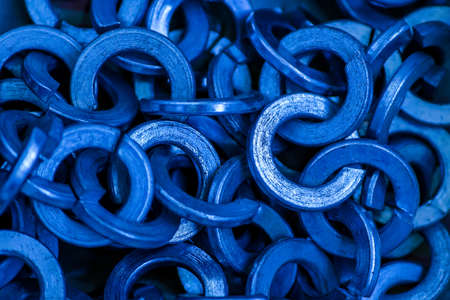 Texture of metal ringlets closeup in classic blue colorの写真素材