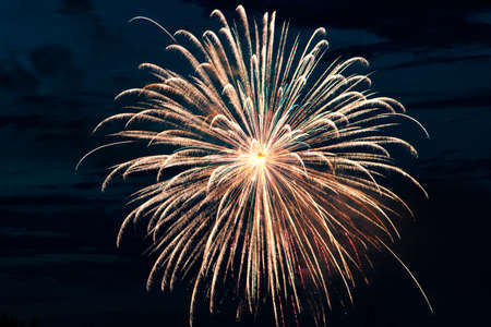 Beautiful multi-colored festive fireworks in the night skyの写真素材