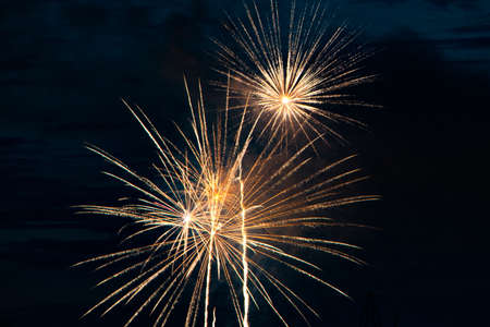 Beautiful multi-colored festive fireworks in the night skyの写真素材