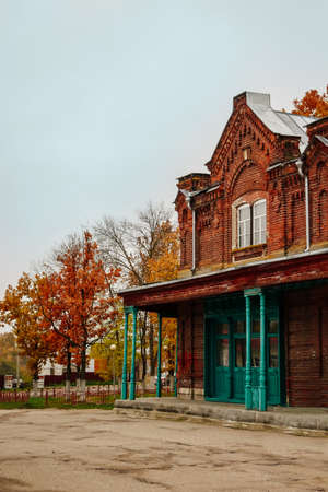 Roof of a beautiful old red brick buildingの写真素材