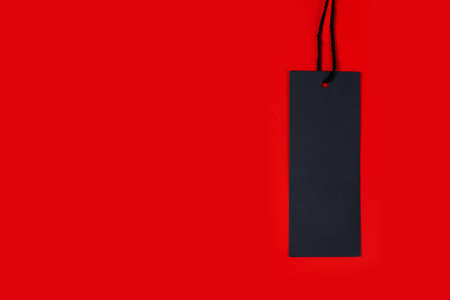 Black Friday concept. Label on red background. Place for text. Banner for advertising.の写真素材