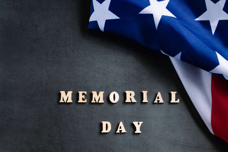 American flag on a dark background. USA Memorial Day concept. Remember and honor.の写真素材