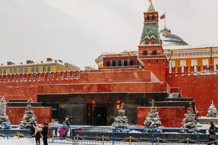 Red Square in Moscow in winter. Travel to Russia in December and January. A famous place in the capital. January 10, 2015 - Moscow, Russia.のeditorial素材