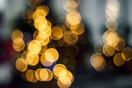 Sparkling bokeh, defocus lights. Festive Christmas background.の写真素材