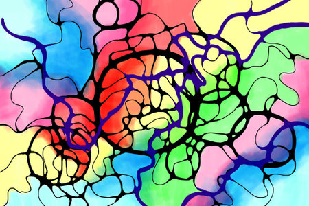 Neurography. Modern psychological method of therapy using drawing. Neurographic drawing close up background.の写真素材