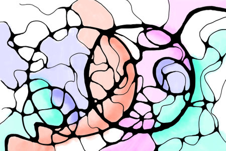 Neurography. Modern psychological method of therapy using drawing. Neurographic drawing close up background.の写真素材