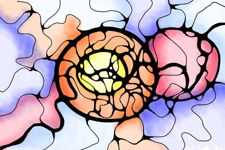 Neurography. Modern psychological method of therapy using drawing. Neurographic drawing close up background.の写真素材