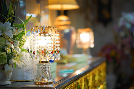 chandelier with crystal pendantsの写真素材