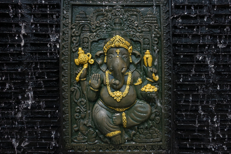 beautiful waterfall model in the parkの写真素材