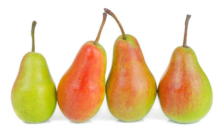 four pears on a white backgroundの写真素材