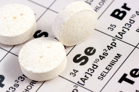 Selenium supplement in tablet lies on the periodic table of elements 