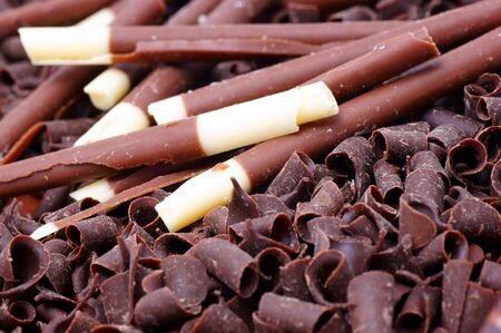 Cake decorated with chocolate  close-up  の写真素材