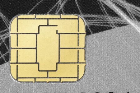 Closeup of a credit card chip の写真素材