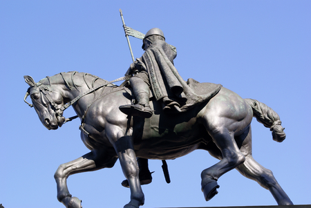 Prague, Wenceslas on horseback-Czech Republicの写真素材