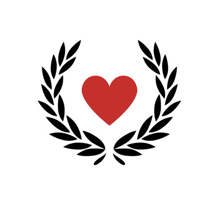 Heart and laurel wreath icon. Love symbol. flat vector illustrationの写真素材