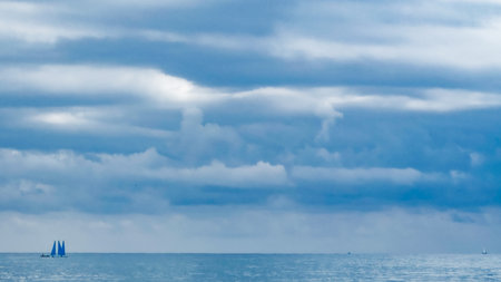beautiful seascape with clouds and blue sky, nature series