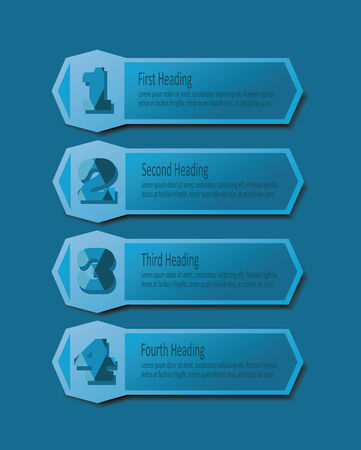 Abstract blue headings template set with numbersのイラスト素材