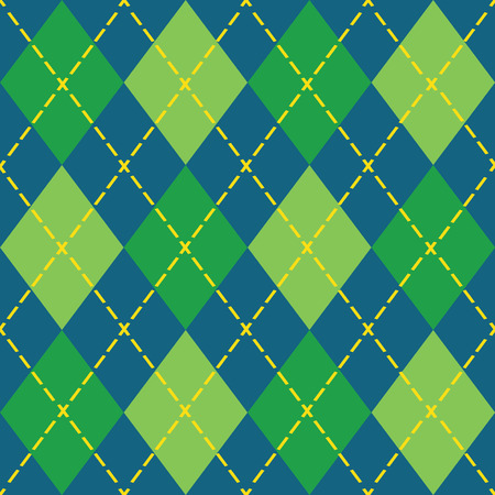 Colorful argyle seamless pattern - Blue, green and yellow
