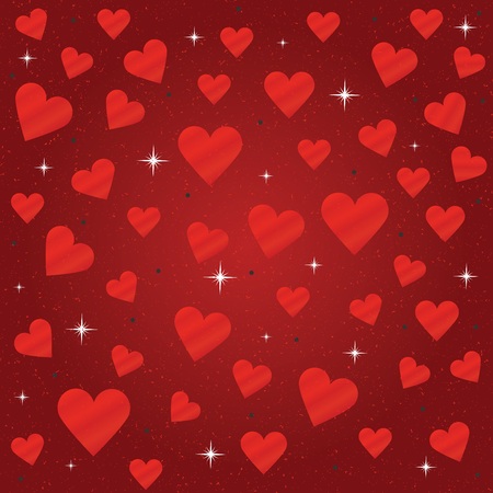 Shiny red hearts and sparklesのイラスト素材