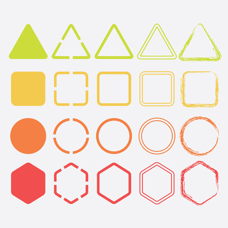 Colorful shape icons in different colors and designs setのイラスト素材