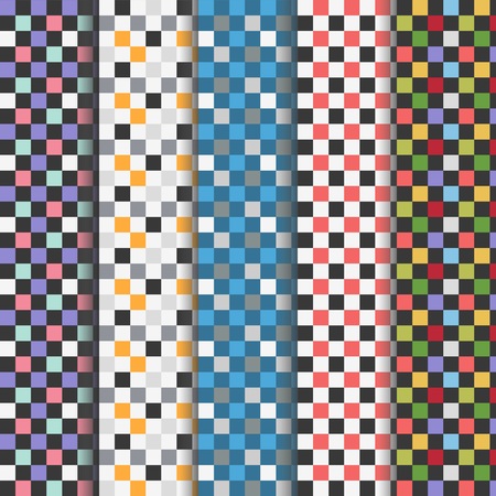 Set of abstract colorful checkered seamless patternsのイラスト素材