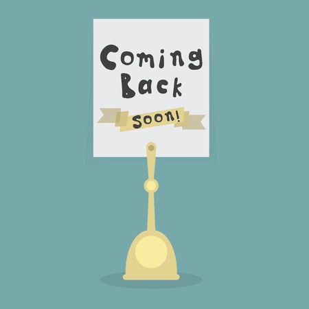Coming Back Soon! note on card holderのイラスト素材