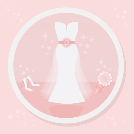Starpless wedding dress icon on pink backgroundのイラスト素材