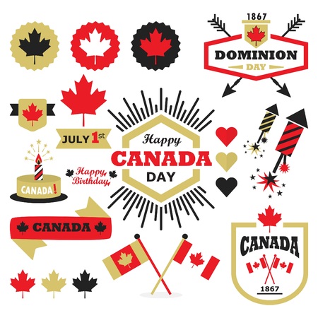 Happy Canada Day design elements setのイラスト素材