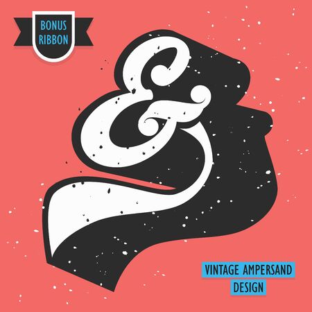 Vintage Ampersand symbol with retro effect and texture  Included ribbon banner bonusのイラスト素材