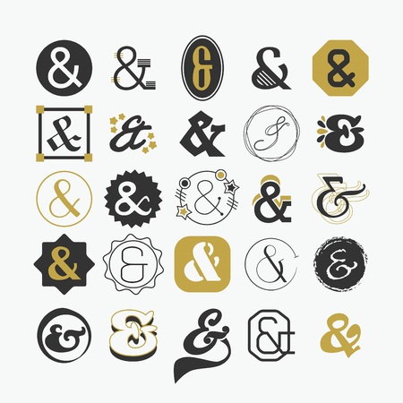 Ampersand sign and symbol design elements setのイラスト素材